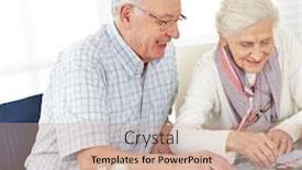  Presentation with active seniors senior couple - Slide set featuring happy-couple-of-seniors-solve background and a coral colored foreground