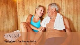  Presentation with seniors - Slide deck with happy-couple-of-seniors-together background and a coral colored foreground