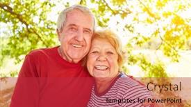  Presentation with romance nature couple - Audience pleasing theme consisting of happy-couple-of-seniors backdrop and a red colored foreground