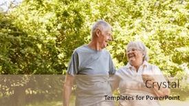  Presentation with seniors - Slides with happy-couple-of-seniors background and a coral colored foreground