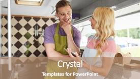  Presentation with food truck - Amazing presentation theme having happy couple of young sellers backdrop and a coral colored foreground