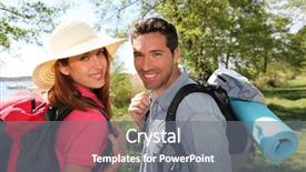  Presentation with hiking - Cool new presentation theme with happy couple on a hiking day backdrop and a gray colored foreground