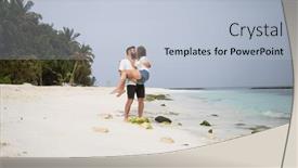  Presentation with pastel - Presentation theme with happy-couple-on-tropical-beach background and a light blue colored foreground