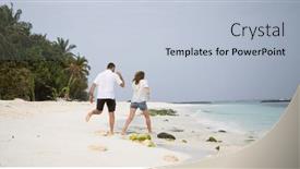  Presentation with pastel - Presentation theme having happy-couple-on-tropical-beach background and a lemonade colored foreground