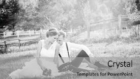 Presentation with wedding couple wishes - Cool new presentation theme with happy couple on wedding day backdrop and a light gray colored foreground