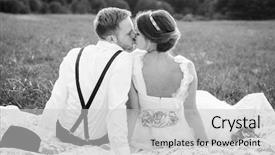  Presentation with wedding - Theme consisting of happy couple on wedding day background and a light gray colored foreground