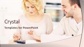  Presentation with planning - Presentation consisting of happy couple planning home budget background and a lemonade colored foreground