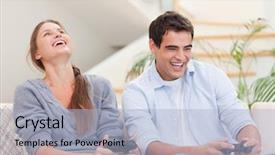  Presentation with video game 3d play games - Cool new presentation theme with happy couple playing video games backdrop and a light blue colored foreground