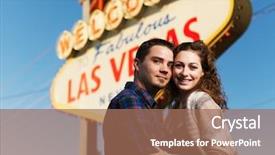  Presentation with las vegas sign - Beautiful slide deck featuring happy couple posing in front of welcome to las vegas sign together backdrop and a coral colored foreground
