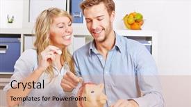  Presentation with bank merger - Amazing theme having happy couple putting euro mony backdrop and a coral colored foreground