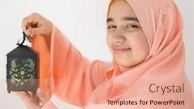  Presentation with ramadan - Slides having happy couple ready for ramadan background and a coral colored foreground