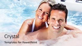 Presentation with hot tub - Slide deck enhanced with happy couple relaxing in hot background and a coral colored foreground