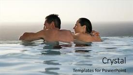  Presentation with infinity - Presentation theme with happy couple relaxing in infinity background and a light gray colored foreground