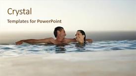  Presentation with infinity - Presentation with happy couple relaxing in infinity background and a cream colored foreground
