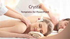  Presentation with young happy couple - PPT theme featuring happy couple relaxing in spa background and a lemonade colored foreground