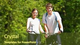 Presentation with love romance - Colorful PPT layouts enhanced with happy couple ride bicycle outdoors health lifestyle fun love romance concept backdrop and a tawny brown colored foreground