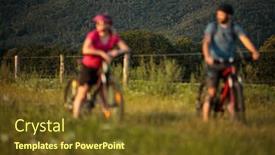  Presentation with bicycles - Beautiful PPT layouts featuring happy-couple-riding-bicycles-outside backdrop and a tawny brown colored foreground