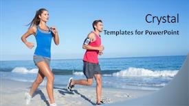  Presentation with happy hour is the best - Amazing slide set having happy couple running together beside backdrop and a light blue colored foreground