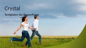  Presentation with holding hands - Cool new slides with rainbow garden - happy couple running backdrop and a light blue colored foreground