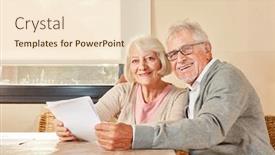  Presentation with happy retirement - Presentation theme with happy-couple-seniors-in-retirement background and a lemonade colored foreground