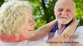  Presentation with seniors - Colorful PPT layouts enhanced with happy-couple-seniors-while-dancing backdrop and a coral colored foreground