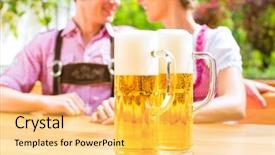  Presentation with beer garden - PPT layouts with happy couple sitting in beer background and a yellow colored foreground