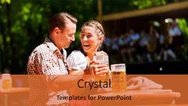  Presentation with beer garden - Beautiful theme featuring couple sitting in beer garden backdrop and a red colored foreground