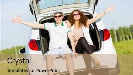  Presentation with young happy couple - Beautiful theme featuring beer and ale barrel backdrop and a tawny brown colored foreground.