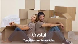  Presentation with floor - Presentation theme enhanced with happy couple sitting on floor background and a violet colored foreground