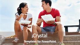  Presentation with docks - Theme featuring happy couple sitting together in fitness clothing having their takeaway meals on the docks background and a tawny brown colored foreground