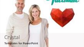  Presentation with camera - Beautiful slides featuring happy couple smiling at camera together against cute valentines message backdrop and a lemonade colored foreground