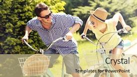  Presentation with free counseling - Slide set enhanced with happy couple spending free time background and a blonde colored foreground