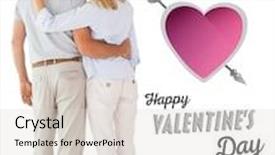  Presentation with valentines - Cool new slide set with happy couple standing and looking against cute valentines message backdrop and a light gray colored foreground