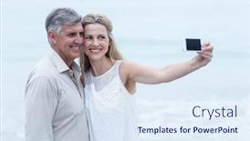  Presentation with selfie - Amazing PPT layouts having happy-couple-taking-a-selfie backdrop and a  colored foreground
