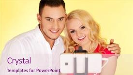  Presentation with selfie - Theme having happy couple taking selfie photo background and a  colored foreground