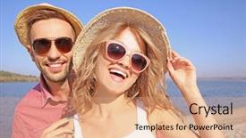  Presentation with selfie - Beautiful PPT layouts featuring happy couple taking selfie backdrop and a coral colored foreground