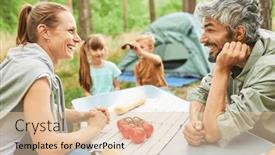  Presentation with children talking - PPT theme consisting of happy-couple-talking-with-each background and a lemonade colored foreground