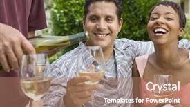  Presentation with wine tasting - Theme consisting of happy couple tasting wine background and a coral colored foreground