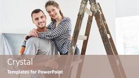  Presentation with improvement - Audience pleasing presentation design consisting of happy-couple-together-as-home backdrop and a coral colored foreground