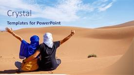  Presentation with sahara - PPT layouts consisting of happy-couple-tourist background and a sky blue colored foreground