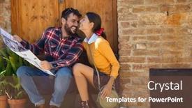  Presentation with city map - Beautiful presentation theme featuring happy-couple-traveling-and-reading backdrop and a tawny brown colored foreground