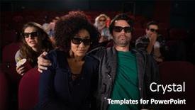  Presentation with theatre - Colorful slide deck enhanced with happy couple watching movie in theatre backdrop and a black colored foreground