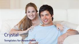  Presentation with television watching - Audience pleasing slides consisting of happy couple watching television backdrop and a  colored foreground