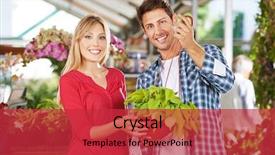  Presentation with nursery - Colorful slides enhanced with happy couple with a green philodendron in a nursery shop backdrop and a red colored foreground