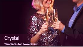  Presentation with champagne - PPT theme enhanced with happy couple with champagne glasses background and a wine colored foreground