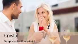  Presentation with engagement - PPT theme consisting of happy couple with engagement ring background and a lemonade colored foreground