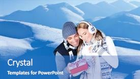  Presentation with young happy couple - PPT layouts consisting of happy couple with gift people background and a teal colored foreground