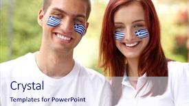  Presentation with young happy couple - Theme having happy couple with greece flag background and a sky blue colored foreground