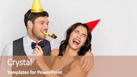  Presentation with birthday celebration mother - Presentation theme enhanced with happy couple with party blower background and a coral colored foreground