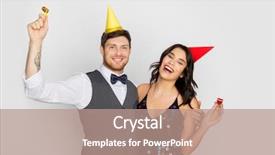  Presentation with birthday celebration - Slides featuring happy couple with party blower background and a coral colored foreground